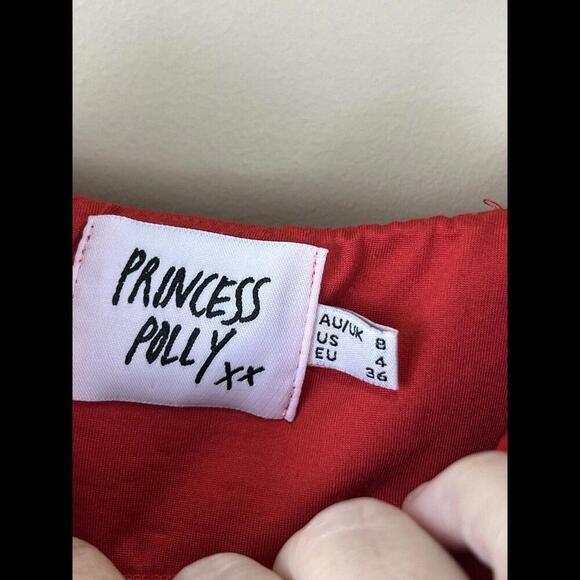 Princess Polly Penney Tight Rouched Red Spaghetti Strap Dress US 4 AU 8 Red Mini - Picture 4 of 5